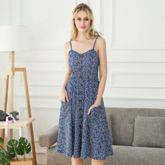 Summer New Pineapple Printed Suspenders Foreign Trade Cross-border Best Selling Backless Dress