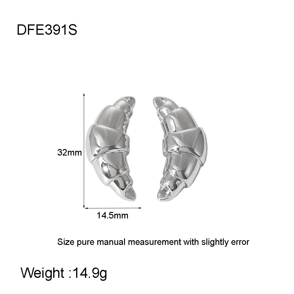 Stainless Steel Necklace High Sense 18K &amp; 16K Gold Does Not Fade Earrings Croissant Necklace Earrings