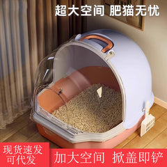 Cat Litter Box Extra Large Fully Semi-enclosed Flip-top Cat Toilet Deodorant Anti-splash Cat Litter Box Cat Supplies