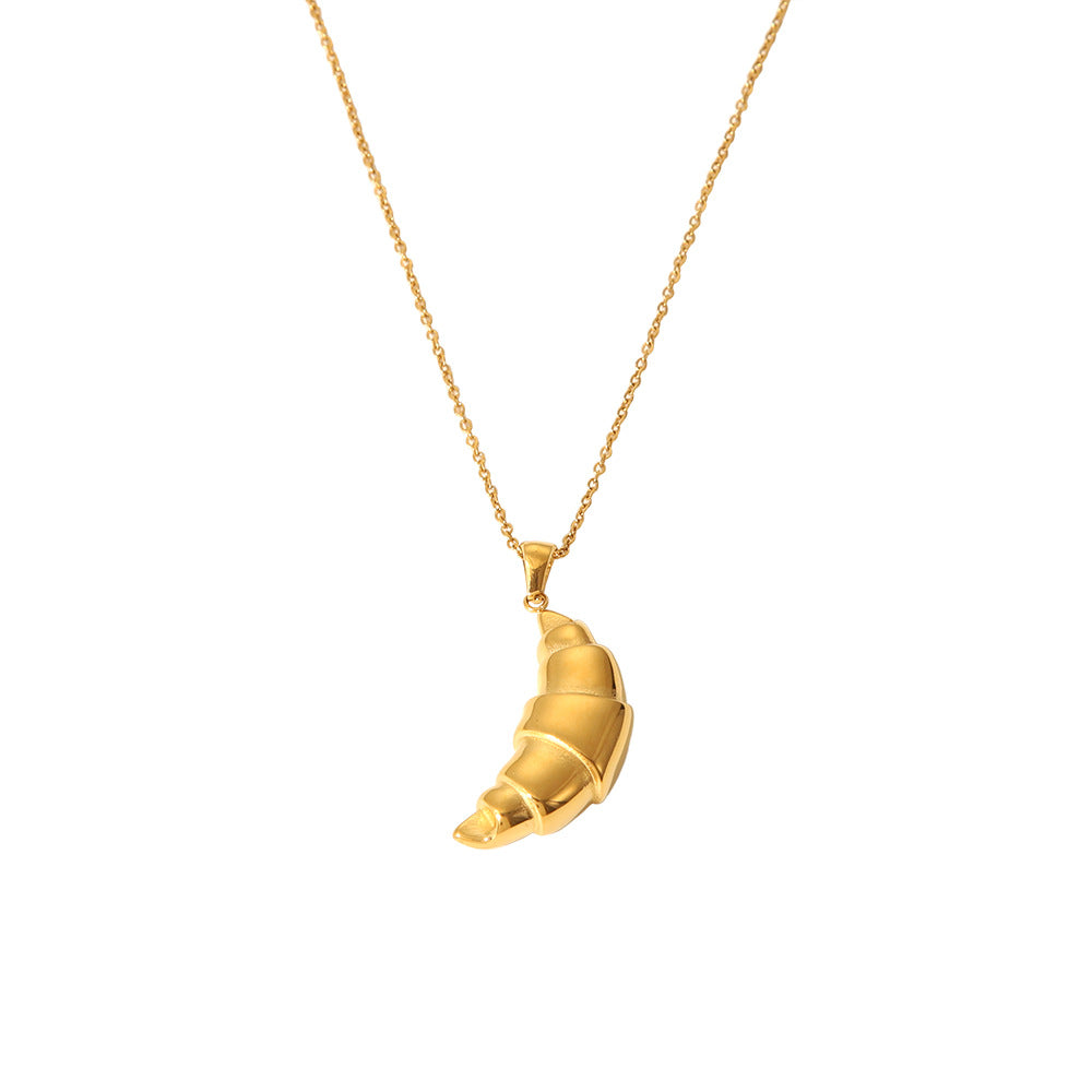 Stainless Steel Necklace High Sense 18K &amp; 16K Gold Does Not Fade Earrings Croissant Necklace Earrings