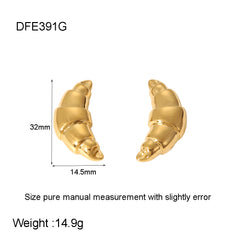 Stainless Steel Necklace High Sense 18K &amp; 16K Gold Does Not Fade Earrings Croissant Necklace Earrings