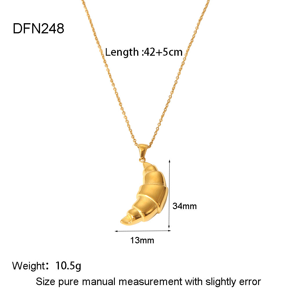 Stainless Steel Necklace High Sense 18K &amp; 16K Gold Does Not Fade Earrings Croissant Necklace Earrings