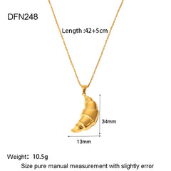 Stainless Steel Necklace High Sense 18K &amp; 16K Gold Does Not Fade Earrings Croissant Necklace Earrings
