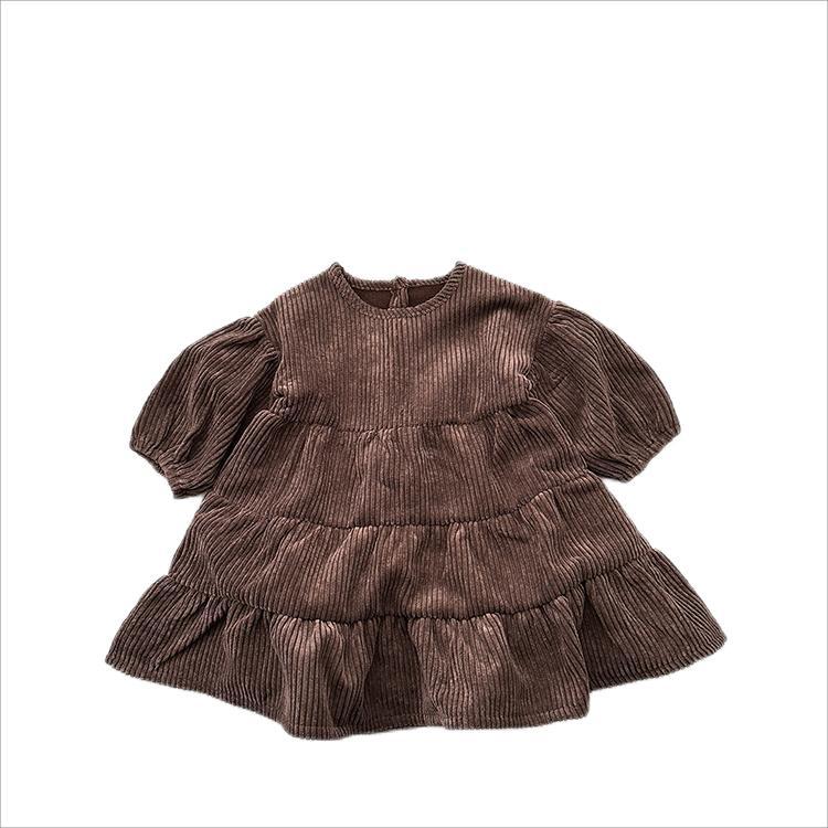 Children&#039;s Fleece-lined Skirt Autumn And Winter Baby Western Princess Dress Girls Winter Corduroy Dress