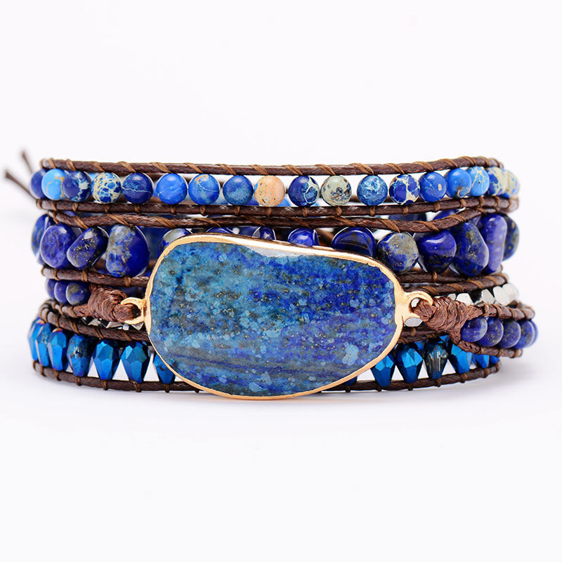 Bohemian Green Gold Handmade Beaded Woven Winding Bracelet Jewelry
